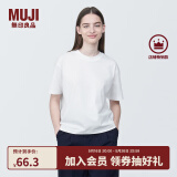 无印良品（MUJI）女式 天竺编织圆领短袖T恤上衣打底衫女款内搭多巴胺女装 白色BB2P6C4S XL (165/92A)