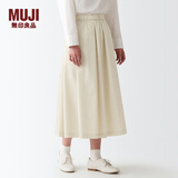 无印良品 MUJI 女式 弹力 高密度编织 抽褶裙 BEK33A2S 象牙色 XS-S