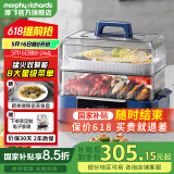 摩飞电器多功能电蒸锅家用智能速蒸锅全透明视窗不锈钢蒸格预约保温12L大容量电炖锅 MR1158 12L 轻奢蓝（3-6人）|晒单赠鱼盘