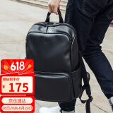 高尔夫（GOLF）双肩包男士软皮商务休闲背包大容量学生书包电脑出差旅行包 黑色