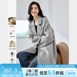 梵希蔓含绵羊毛西装式呢大衣女秋冬高级感双排扣长款过膝毛呢外套 50690 灰色 M