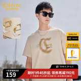 卡宾男装 【凉感】索罗那晕染印花T恤秋潮流肌理LOGO短袖街头休闲A 亚麻色05 L /175/50