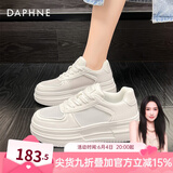 达芙妮官方小白鞋女2025年春秋爆款女鞋透气百搭运动休闲女鞋厚底板鞋女 白色夏款【网面透气 跟高5cm】 37
