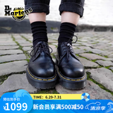 马丁（DR.MARTENS）1461 Bex夏季气质通勤光面皮黑色小厚底皮鞋单鞋 黑色 37