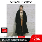 UR秋季新款女装摩登英伦风双排扣收腰系带风衣UWM140030 黑色 (偏宽松) XS