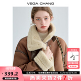 VEGA CHANG皮毛一体短外套女2024冬旷野美拉德加绒机车风大衣oversize 焦糖棕 L