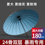 伞小满德国24骨雨伞男士大号加固加厚结实抗风自动长柄超大高尔夫伞定制 24骨-180CM双层天蓝（暴雨专用）