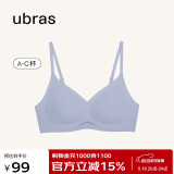 ubras情人节无尺码女士内衣女无钢圈胸罩透气轻纱背勾文胸奶盐蓝经典款