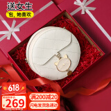 viney牛皮包包女包小众斜挎手机包单肩小圆包生日礼物高级感送女友老婆