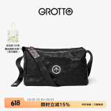 GROTTO个乐黑石包经典大容量植鞣绵羊皮单肩斜挎通勤软包男女款礼物 黑石L（银标）