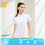 361度运动翻领t恤2025年春夏季新款休闲透气短袖情侣POLO衫 【女款】本白 XL
