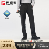 探路者（TOREAD）冲锋裤男女秋冬防风保暖防泼水户外裤加绒软壳裤防寒加厚登山裤 黑色-不加绒-男(有腰带) L