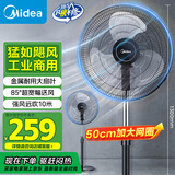 美的（Midea）【金属铝片】工业电风扇/飓风落地扇/空气通风金属扇/牛角扇/立式电风扇/大风力宿舍扇 FES45-20A