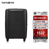 新秀丽（Samsonite）行李箱25英寸拉杆箱简约大波浪箱旅行箱包KJ1黑色托运密码箱