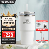 STANLEY网红吸管杯水杯保温杯大容量办公车载不锈钢杯子591ML-霜白