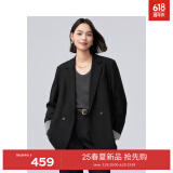 伊芙丽（eifini）【果冻系列】休闲设计感百搭宽松廓形经典延续款西装外套女 黑色西装 S 90-105斤