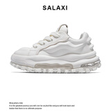 莎莱茜（SALAXI）2025秋冬新品冰川系列潮牌厚底增高面包鞋男女款情侣气垫休闲潮鞋 白色 38 【女款】
