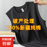 纯棉背心男士运动无袖T恤夏季薄款宽松外穿篮球跨栏坎肩宽肩健身 黑色 B03 2XL 建议135-150斤