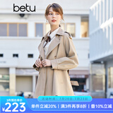 betu百图女装春秋翻领灯笼插肩袖一手长宽松版风衣2201T37 卡其 L