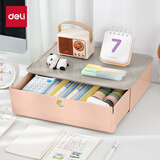 得力（deli）【容积3.6L】大号抽屉式收纳盒 文件框文件柜文件盘化妆品小盒子小物件衣物家用储物盒 XDM31粉色