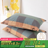 艾薇 老粗布枕套夏季凉席枕头套枕套一对装 塞纳风情 48*74cm