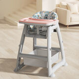 爱婴树婴儿宝宝餐椅肯德基同款儿童多功能座椅高度可调成长吃饭餐桌椅厚 粉色+双餐盘+置物兜+坐垫 【加厚款】新一代多功能儿童餐椅