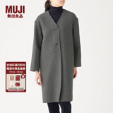无印良品（MUJI）女式 羊毛混 双面大衣 毛呢外套 秋冬简约风外衣W9AD225 深灰色 XL 165/92A