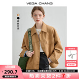 VEGA CHANG短外套女2025年新款春装复古显瘦旷野美拉德上衣 核桃棕 M