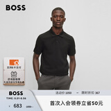 BOSS【男女同款 100%棉 珠地布】男士春夏情侣休闲短袖Polo衫 001-黑色 S