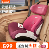 贝思贝特（besbet）儿童安全座椅3-12岁大童汽车用车载便携式增高垫 火烈鸟【经典版】