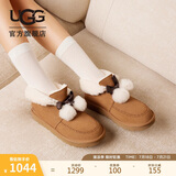 UGG秋季女士舒适蝴蝶结翻折鞋口茸茸休闲鞋靴1153517CHE|栗色36