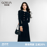 歌莉娅（GOELIA）丝绒连衣裙女轻熟风洋气高级欧若风韩系气质长袖小黑裙1CCR4H540 00B黑色 M
