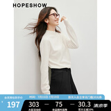 红袖100%绵羊毛针织衫秋季2024新款女装纯色无缝一体半高领内搭上衣 本白001 L