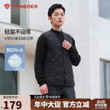 坦博尔羽绒马甲男短款内穿保暖百搭男士马夹背心TF236011 黑色 170 