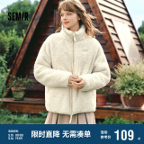 森马（Semir）外套女插肩袖珊瑚绒仿羊羔毛2024冬季立领宽松夹克109724108003