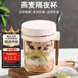 拜杰隔夜燕麦杯杯子牛奶杯早餐杯酸奶杯梅森杯刻度水杯带盖带勺随行杯