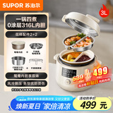 苏泊尔（SUPOR）【国家补贴】鸳鸯电压力锅3L 多功能0涂层钢胆2-4人家用 风冷降压电饭煲电炖锅高压锅SY-30YC3001