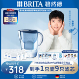 碧然德(BRITA)滤水壶Marella蓝色3.5L 1壶9芯套装海洋系列家用自来水净水器 孙颖莎推荐 含8枚海外版滤芯