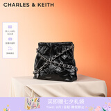 CHARLES&KEITH子母链条大容量流浪包托特包单肩斜挎包女包七夕礼物CK2-40671449 Noir黑银 L