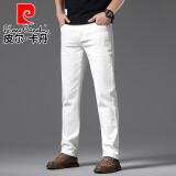 皮尔卡丹（pierre cardin）男士牛仔裤男高端时尚修身直筒弹力休闲长裤子男裤J1007白色29