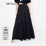 MO&Co.【凉感】松紧高腰长款塔裙半身裙白色黑色设计感裙子摩安珂 黑色-第2批 M 165