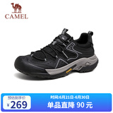 骆驼（CAMEL）男士户外登山复古网面休闲低帮徒步鞋 G14S342046 黑色 41