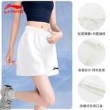 李宁短裤夏季女防走光2025新款速干短裤外穿休闲运动健身女士五分裤子 白色【冰丝透气 夏天不闷热】 L （适合120-140斤）