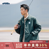 熊猫·本（ben.panda）棉服男潮牌翻领宽松休闲秋冬工装棉衣多穿情侣外套 墨绿色（A款) L