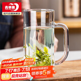 青苹果带把茶杯水杯 啤酒杯扎啤杯 无铅玻璃杯饮料杯可乐杯 320ML