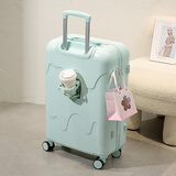 G.duck小黄鸭行李箱小型大容量拉杆旅行箱女高颜值密码登飞机箱短 雪糕箱薄荷蓝 24英寸