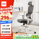 得力（deli）Surfer系列 人体工学电脑椅办公椅 2D头枕+固定扶手+3D腰靠 白