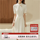 尚都比拉新中式气质连衣裙女夏季旗袍改良版中长款小个子A字裙 米白色 L