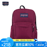 JANSPORT杰斯伯书包轻便双肩包男女旅行包简约背包电脑包学生校园 4QUT04S深紫酒红-侧边袋
