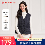 坦博尔轻薄羽绒马甲女中老年开衫内恤背心TD236012 黑色 XL (175)